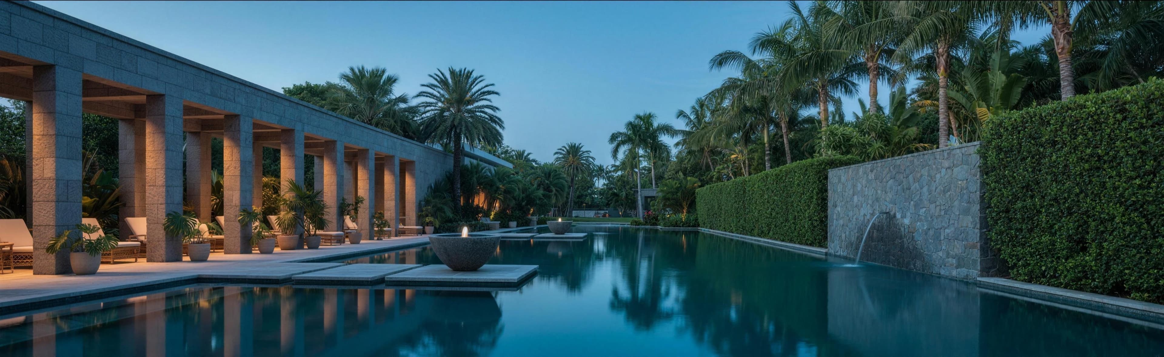 A modern villa's infinity pool running from the deck edge out to the ocean horizon
